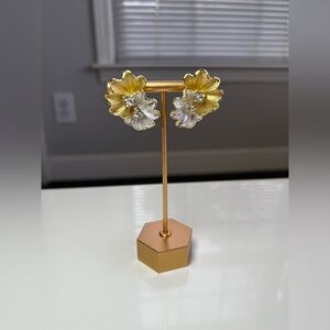 Elegant Gold plated Gold and Silver Tone Floral Earrings